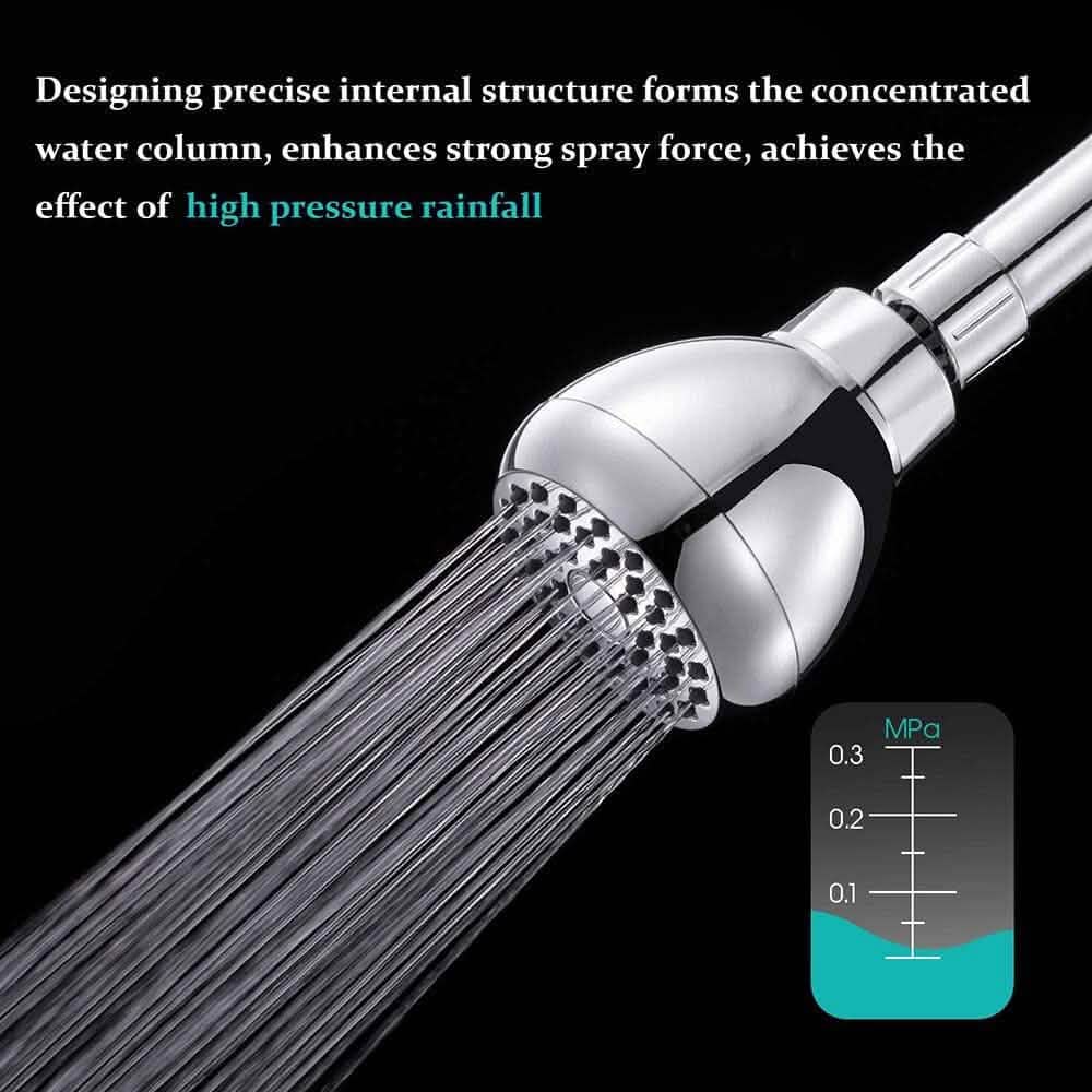 Pommeau de douche haute pression 3" anti-bouchon anti-fuite fixe avec rotule pivotante réglable en laiton