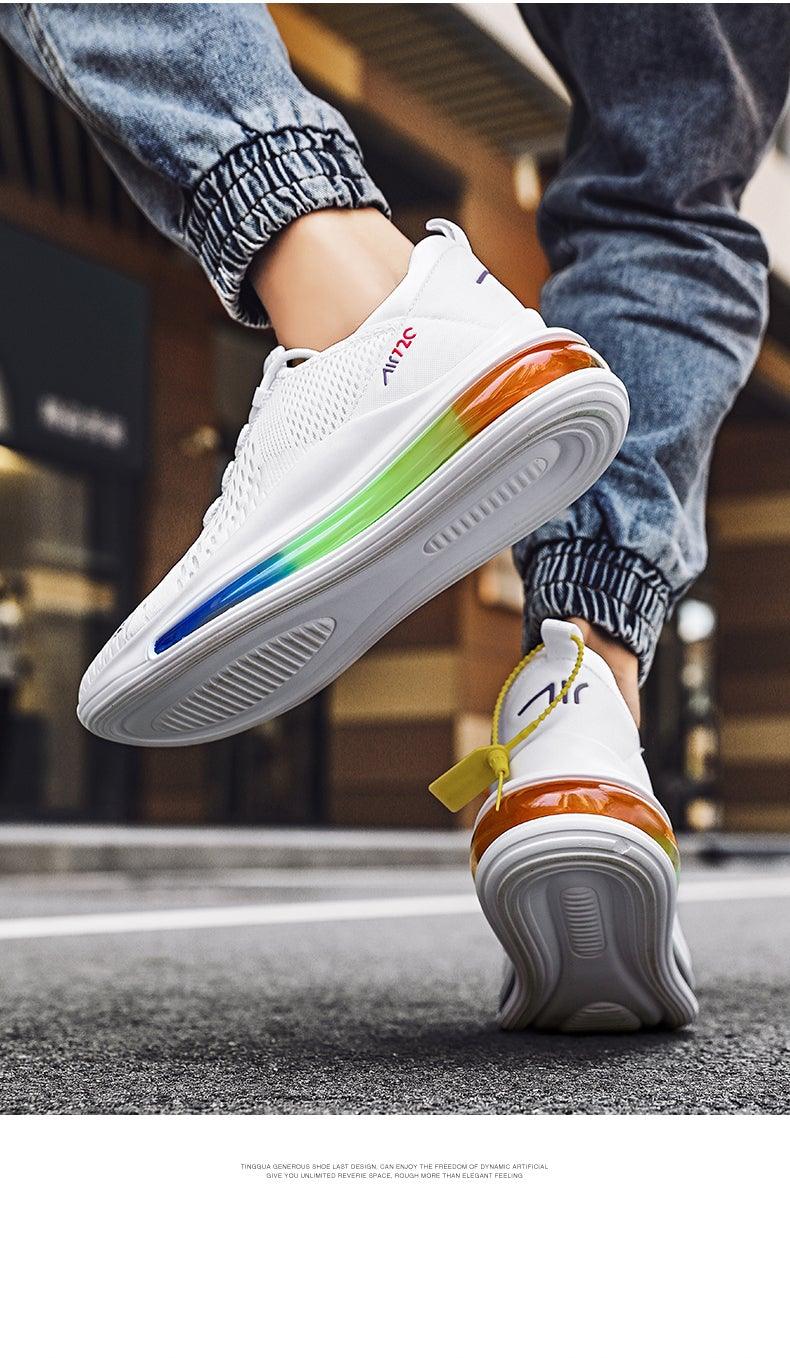 Baskets homme mode haute qualité en maille respirante, baskets décontractées confortables couleurs mélangées, baskets de luxe antidérapantes, baskets de sport athlétiques pour la marche.