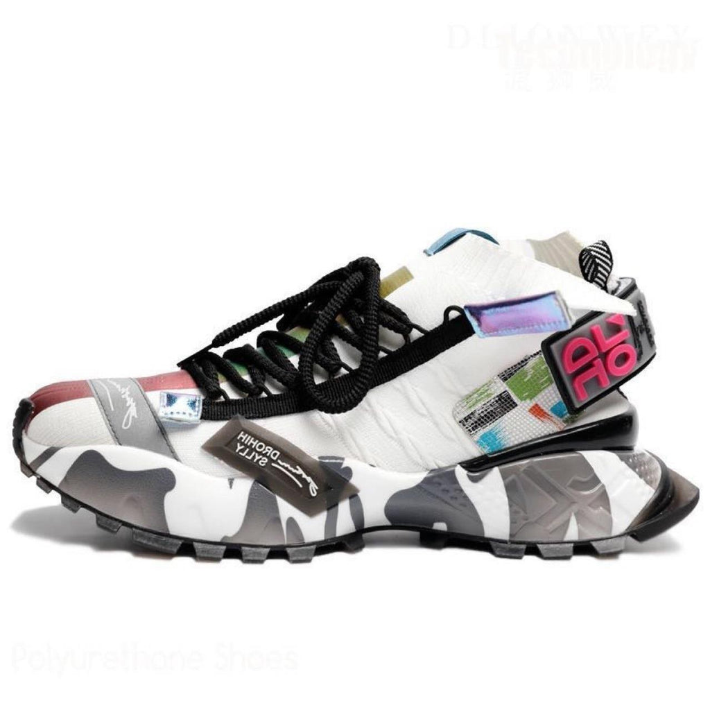 Baskets montantes de haute qualité pour hommes Plateforme Chaussures respirantes et confortables Style épais Chaussures à enfiler en tricot Respirantes Chaussures de marche décontractées pour hommes Baskets modernes et élégantes