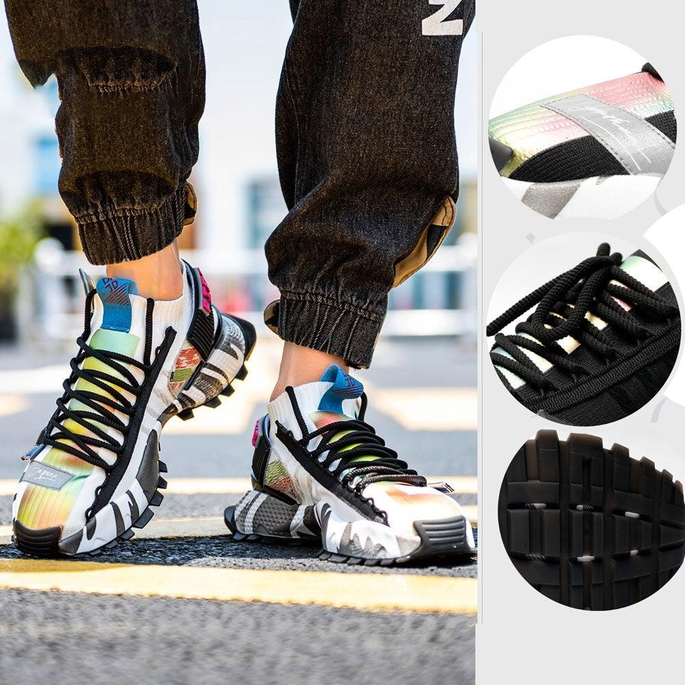 Baskets montantes de haute qualité pour hommes Plateforme Chaussures respirantes et confortables Style épais Chaussures à enfiler en tricot Respirantes Chaussures de marche décontractées pour hommes Baskets modernes et élégantes