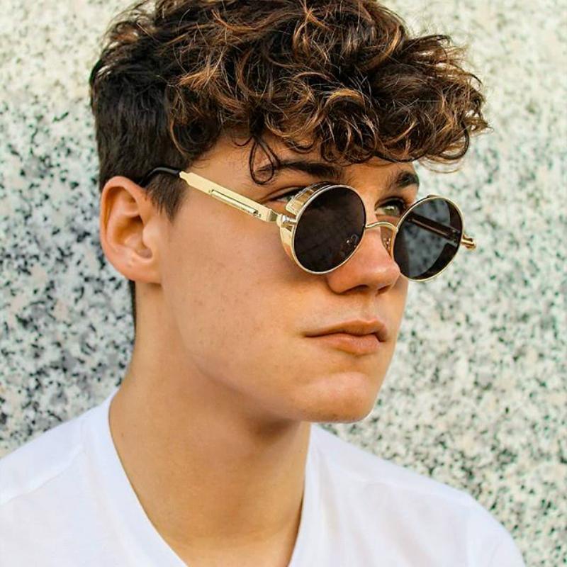 Lunettes de soleil de luxe et de designer avec monture en cercle métallique de haute qualité pour hommes et femmes, nouveau style rétro, monture métallique ronde UV400
