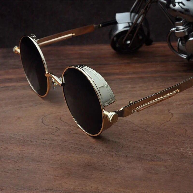 Lunettes de soleil de luxe et de designer avec monture en cercle métallique de haute qualité pour hommes et femmes, nouveau style rétro, monture métallique ronde UV400