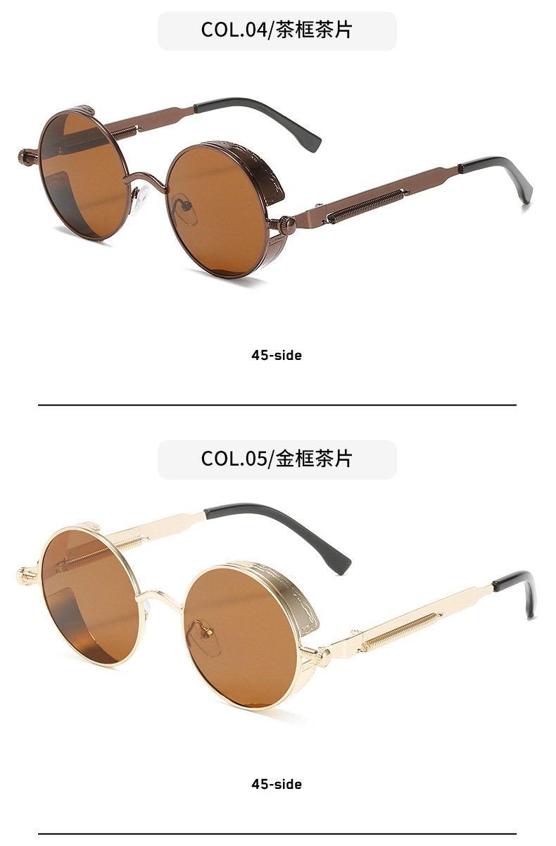 Lunettes de soleil de luxe et de designer avec monture en cercle métallique de haute qualité pour hommes et femmes, nouveau style rétro, monture métallique ronde UV400