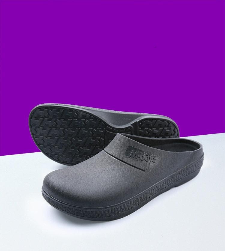 Chaussures de cuisine antidérapantes et imperméables de haute qualité pour chefs cuisiniers, chaussures de travail pour hôtel et restaurant, sandales plates, chaussures de sécurité pour la cuisine, le jardin et la salle de bain