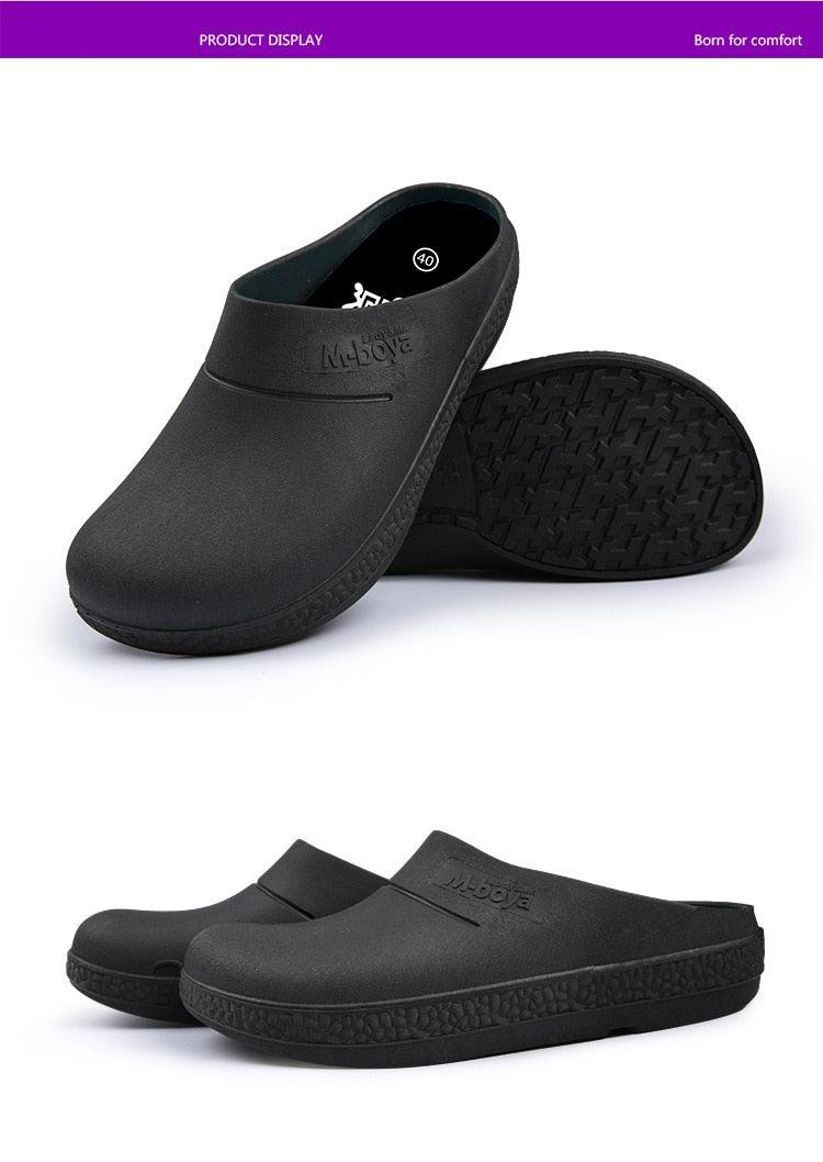 Chaussures de cuisine antidérapantes et imperméables de haute qualité pour chefs cuisiniers, chaussures de travail pour hôtel et restaurant, sandales plates, chaussures de sécurité pour la cuisine, le jardin et la salle de bain