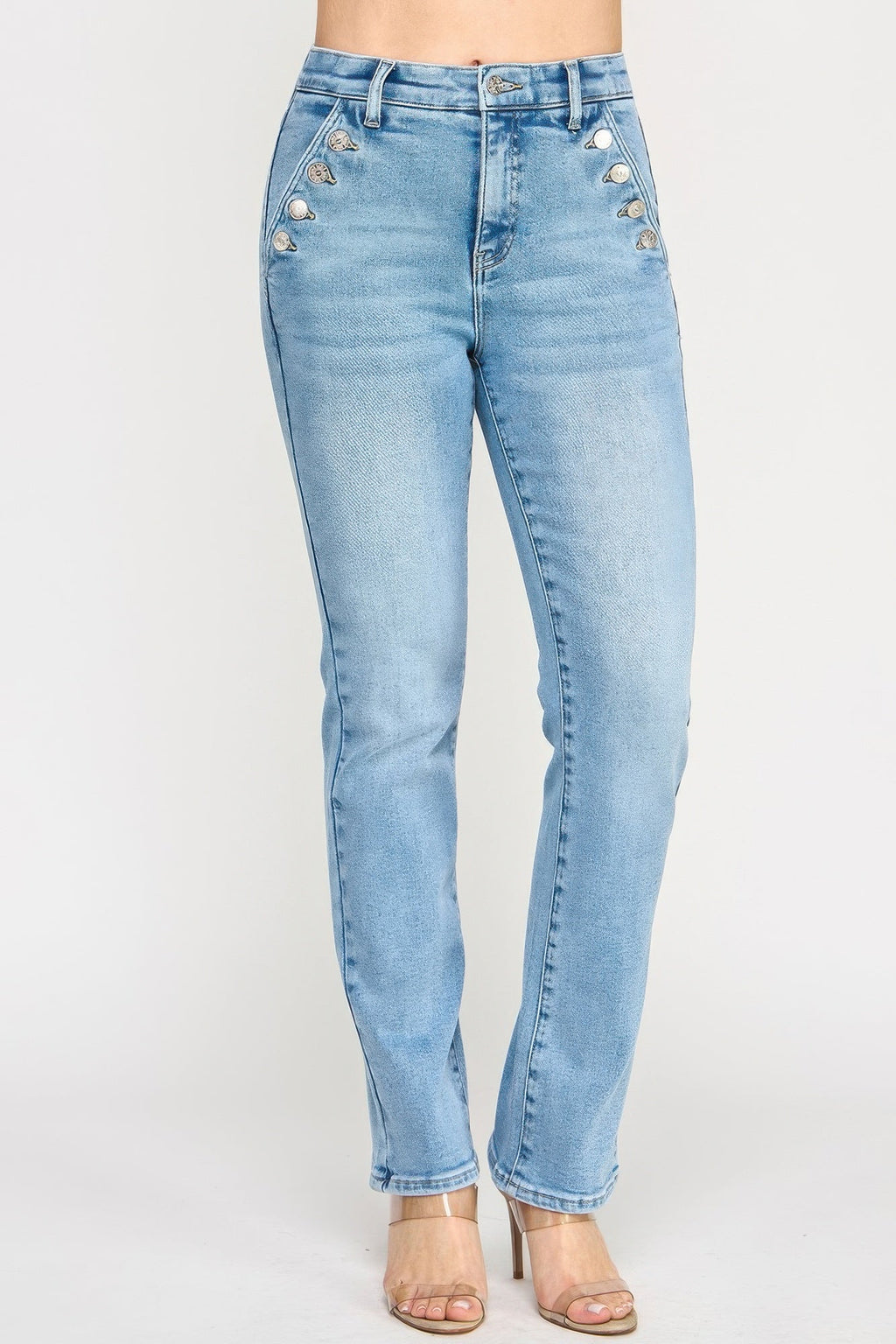 Taille haute droite avec poche boutonnée
