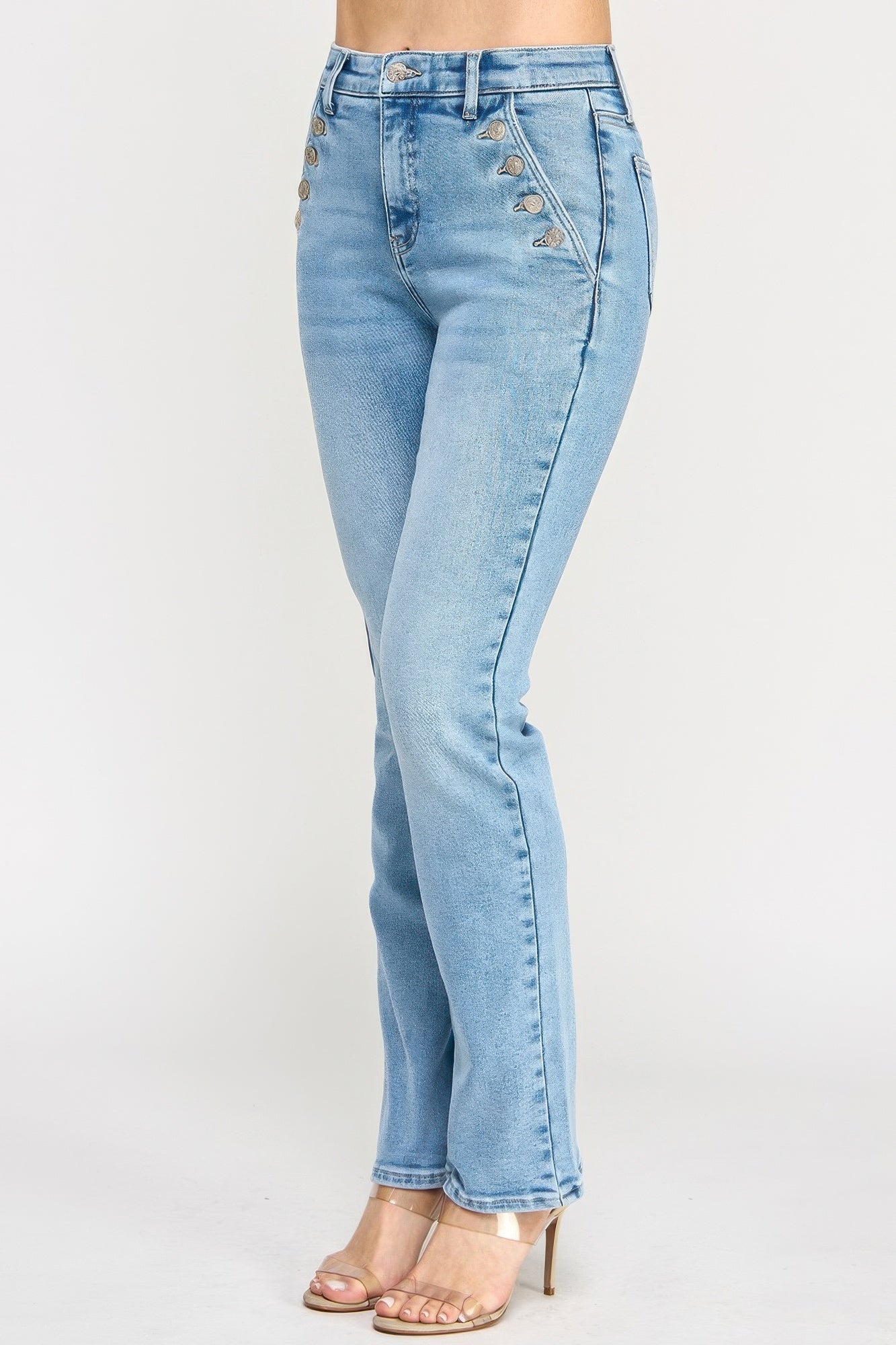 Taille haute droite avec poche boutonnée