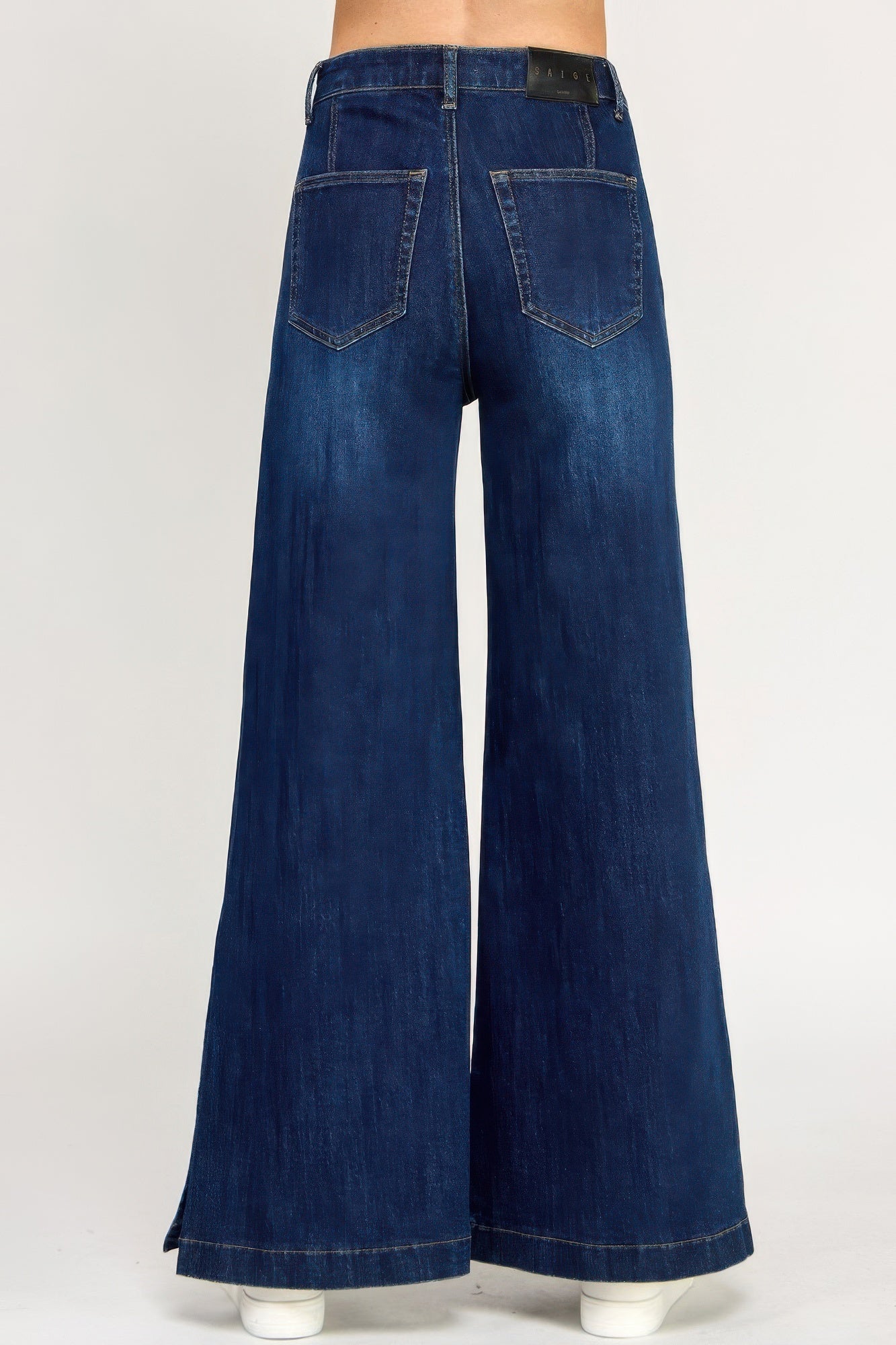 Taille Haute Jambe Large Fendue Boutonnée