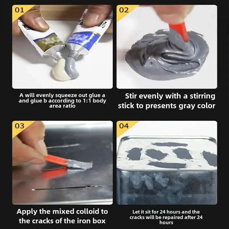 Adhésif époxy de réparation haute résistance pour métaux 20g Mastic étanche pour plastique, pierre, plâtre et métaux