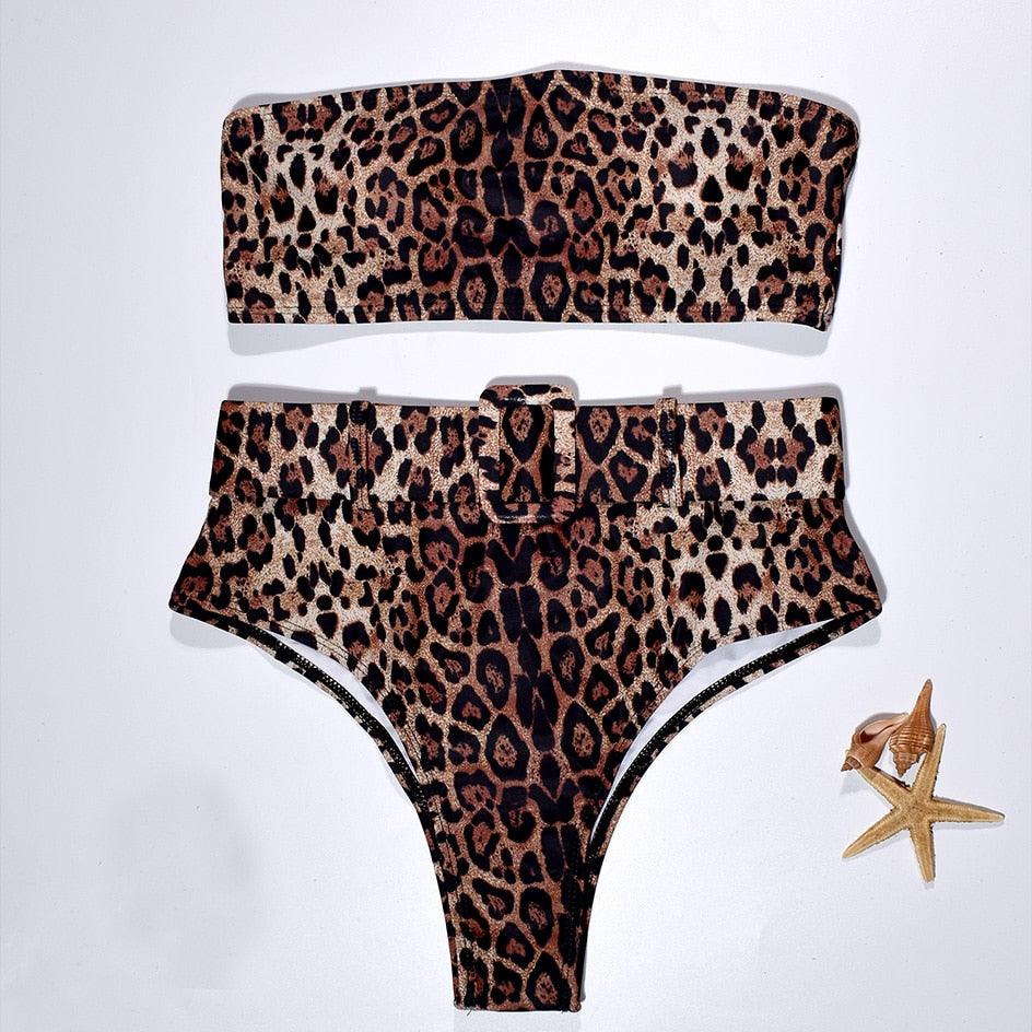 Maillot de Bain Femme Taille Haute Bikini Noir Maillot de Bain Femme Maillot de Bain Jambe Haute Ensemble Bikini Femme Taille Haute Bandeau Bikini sans Bretelles 2 Pièces Maillots de Bain Attachés Maillots de Bain pour Femme