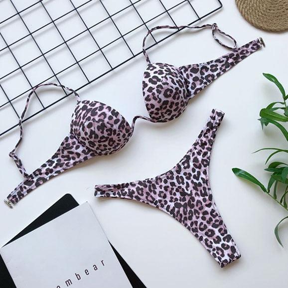 Maillot de bain bikini taille haute push-up maillot de bain léopard femme ensemble bikini maillots de bain femme maillots de bain push-up avec armatures en V coupe haute bikini deux pièces maillots de bain femme