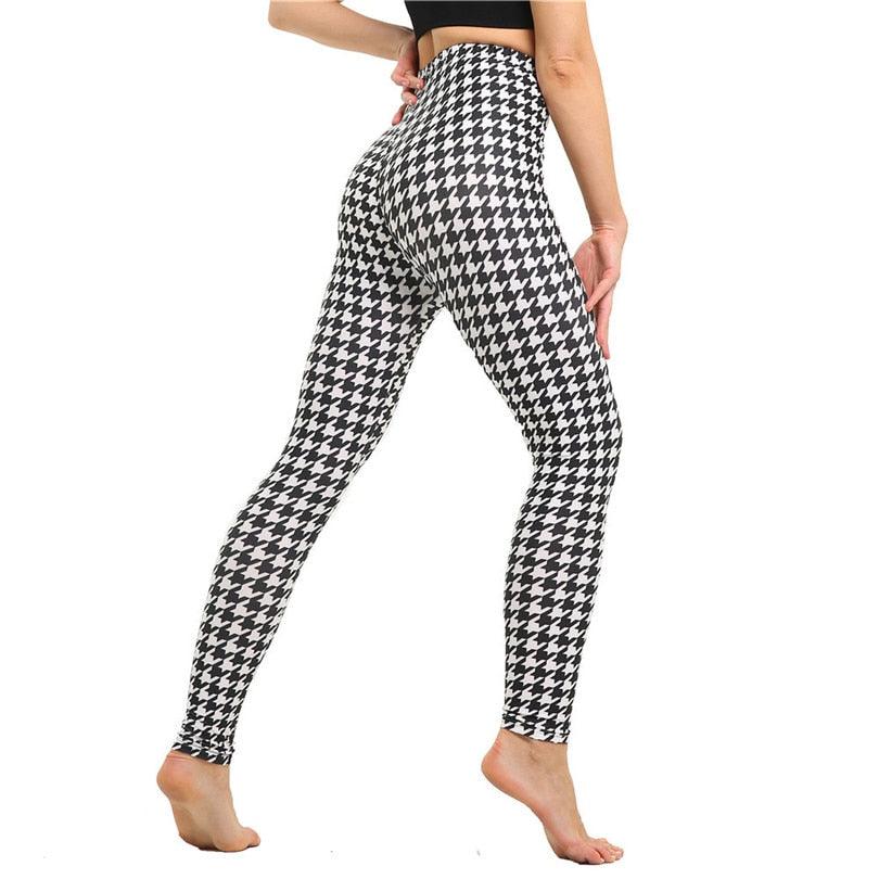 Pantalon Legging Taille Haute Femme Mode Fitness Impression Leggings Femme Fitness Yoga Pantalon Taille Haute Push Up Vêtements de Sport Élastique Pantalon Gym Course Entraînement Pantalon Push Up Course Élastique Rayure Pois Bas Leggings
