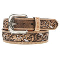 HOOey Ceinture en cuir pour homme, « Top Notch », gravée à la main (naturel/ivoire)