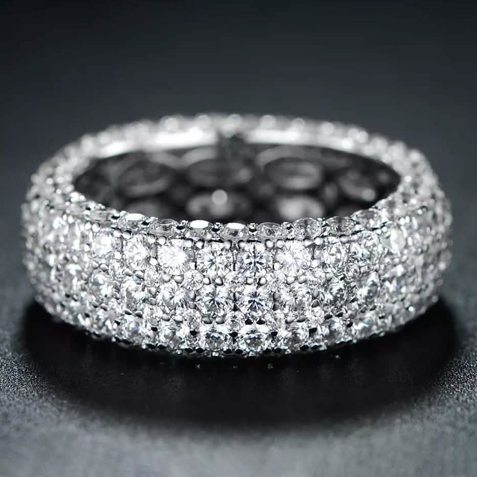 Bague Éternité Hobart Sept Rangs Plaqué Or Blanc 18 carats