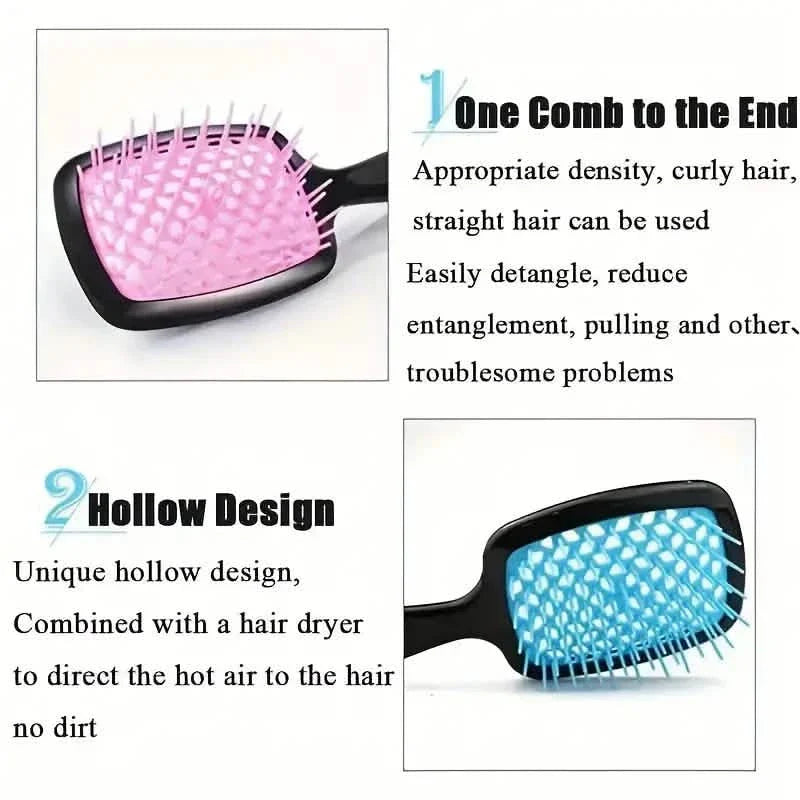 Peigne à Cheveux Évidé Anti-Statique Démêlant Brosse à Cheveux Massage du Cuir Chevelu pour Tous Types de Cheveux