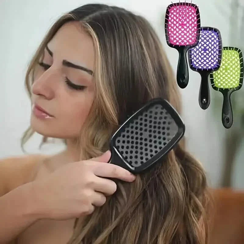 Peigne à Cheveux Évidé Anti-Statique Démêlant Brosse à Cheveux Massage du Cuir Chevelu pour Tous Types de Cheveux