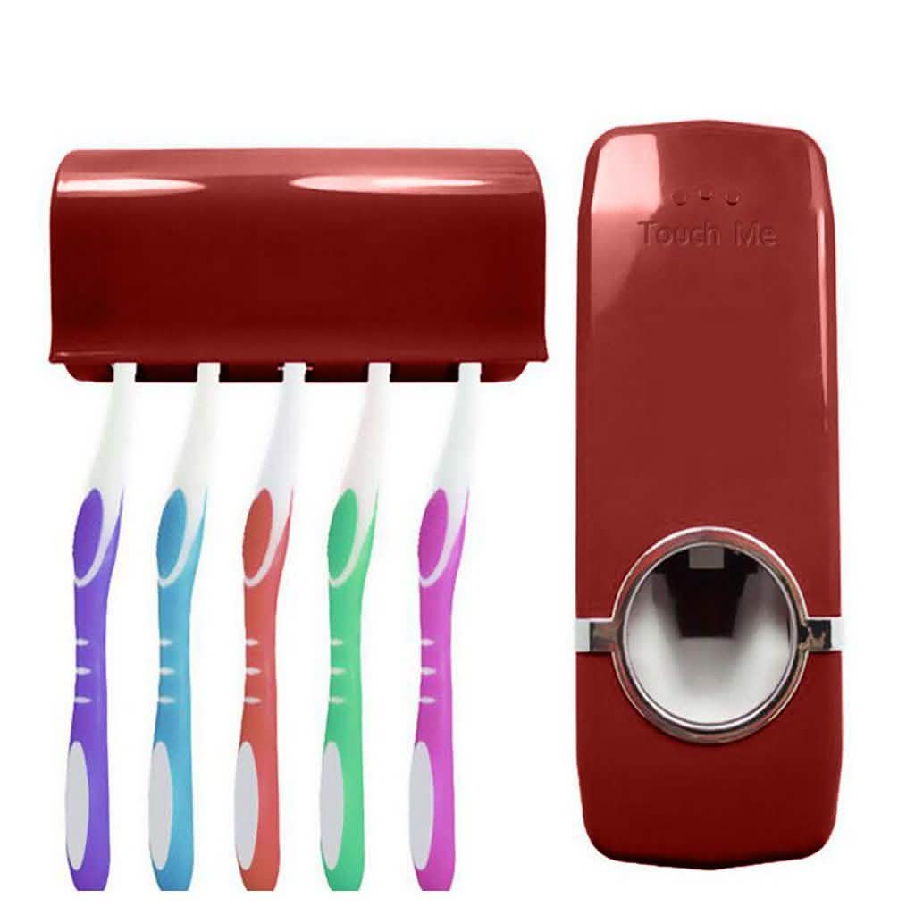 Distributeur automatique de dentifrice mural + support de 5 brosses à dents