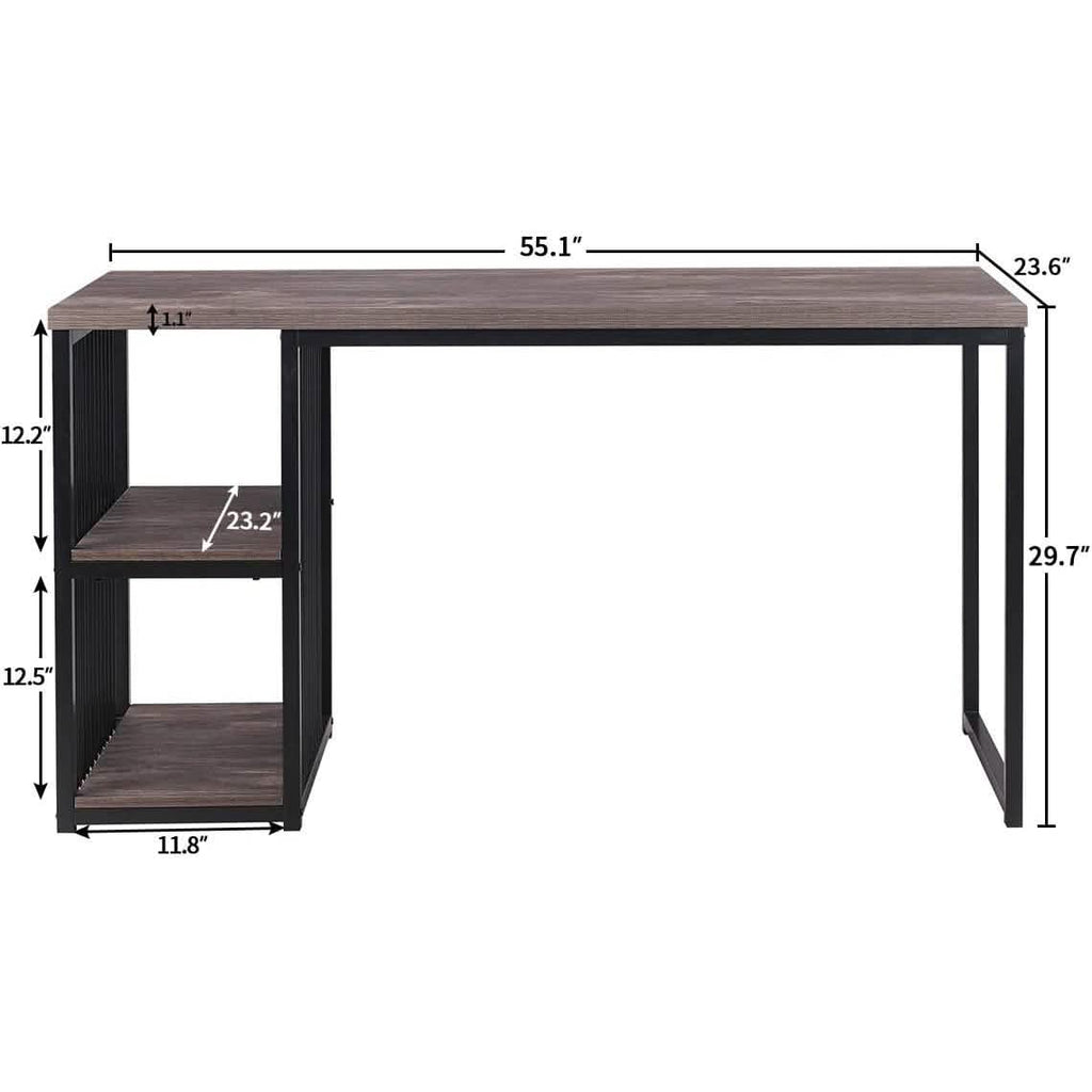 Bureau d'ordinateur à domicile avec 2 étagères de rangement ouvertes