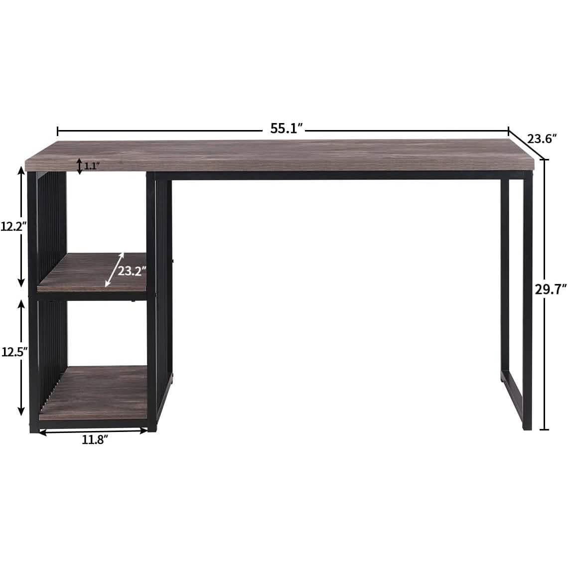 Bureau d'ordinateur à domicile avec 2 étagères de rangement ouvertes