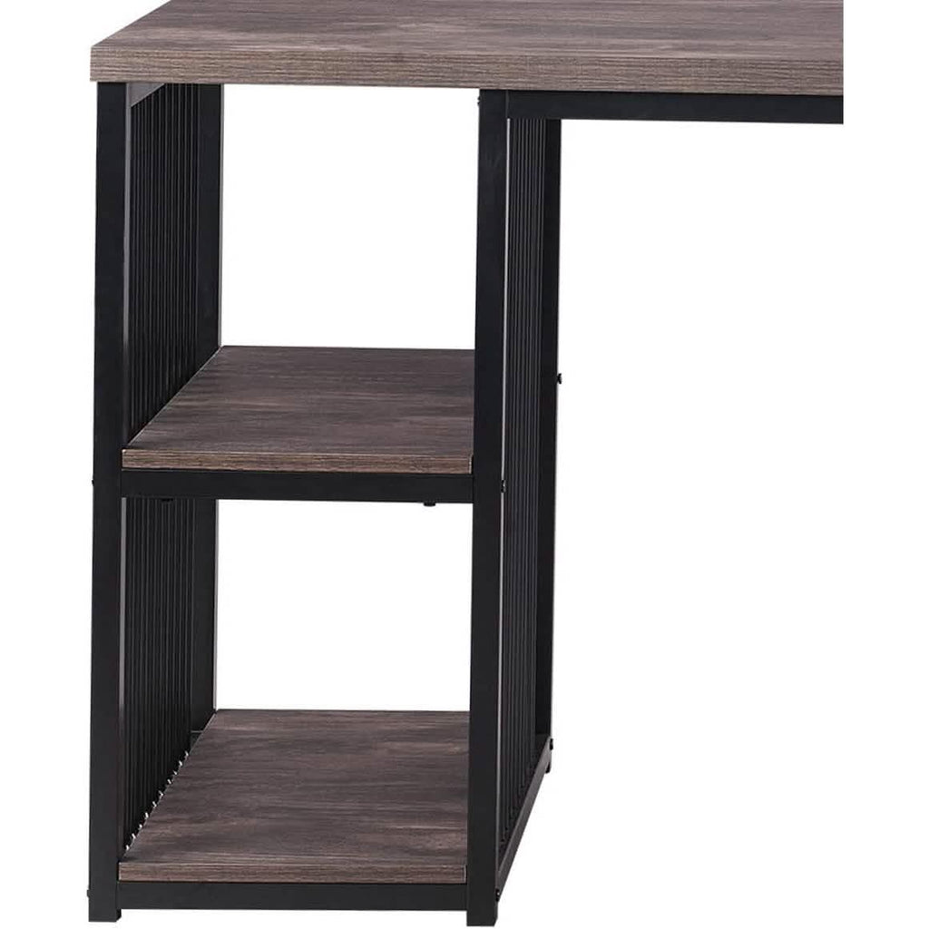 Bureau d'ordinateur à domicile avec 2 étagères de rangement ouvertes