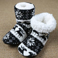Chaussons d'intérieur pour femmes, chaussures de sol d'hiver, motif élan de Noël, chaussettes d'intérieur chaudes en fourrure, pantoufles en peluche, chaussettes pour femmes, bottes pantoufles douillettes pour femmes