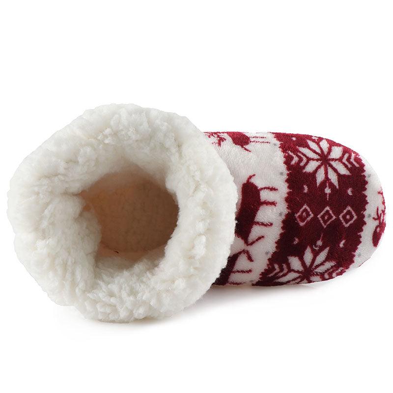 Chaussons d'intérieur pour femmes, chaussures de sol d'hiver, motif élan de Noël, chaussettes d'intérieur chaudes en fourrure, pantoufles en peluche, chaussettes pour femmes, bottes pantoufles douillettes pour femmes