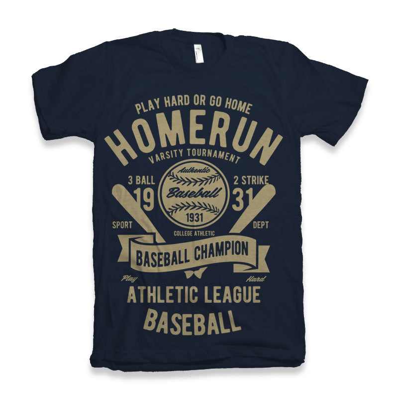 T-shirt graphique Homerun Baseball à manches courtes en viscose de bambou/coton biologique pour homme