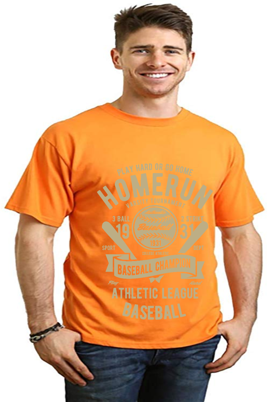 T-shirt graphique Homerun Baseball à manches courtes en viscose de bambou/coton biologique pour homme