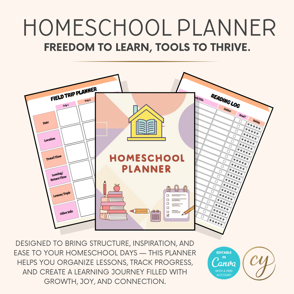 Organisateur d'école à la maison | Modèle Canva de 70 pages
