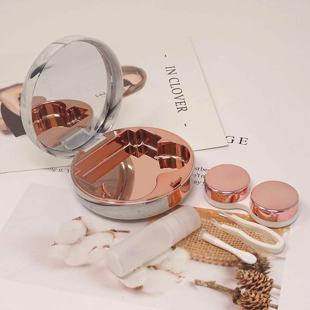 Étui à Lentilles de Contact Honbay en Marbre Tendance avec Miroir