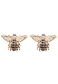 Boucles d'oreilles clous abeille or rose | Bijoux insecte zircone champagne - Femstylo