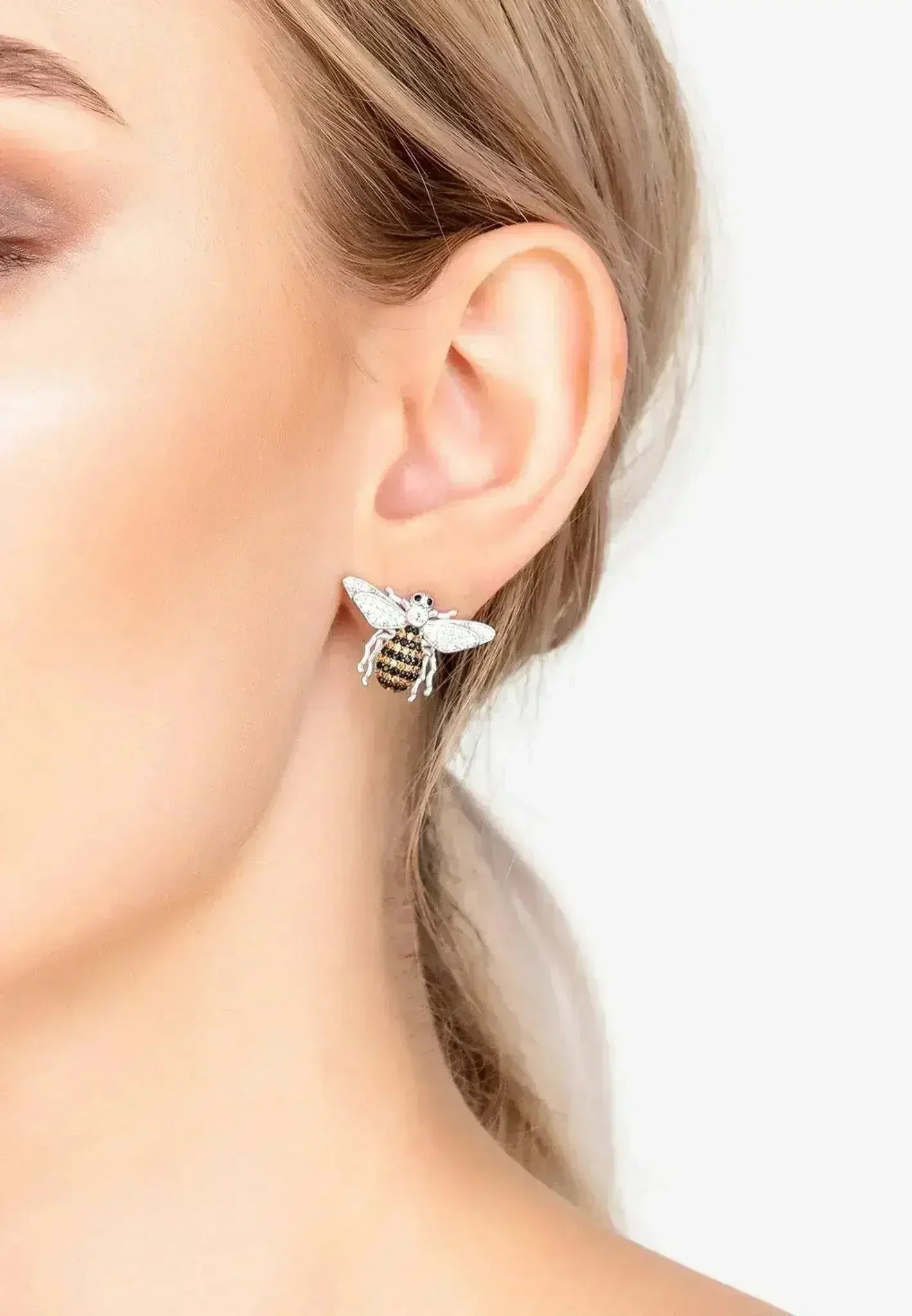 Boucles d'oreilles clous Abeille | Bijoux fantaisie animal en argent sterling - Femstylo