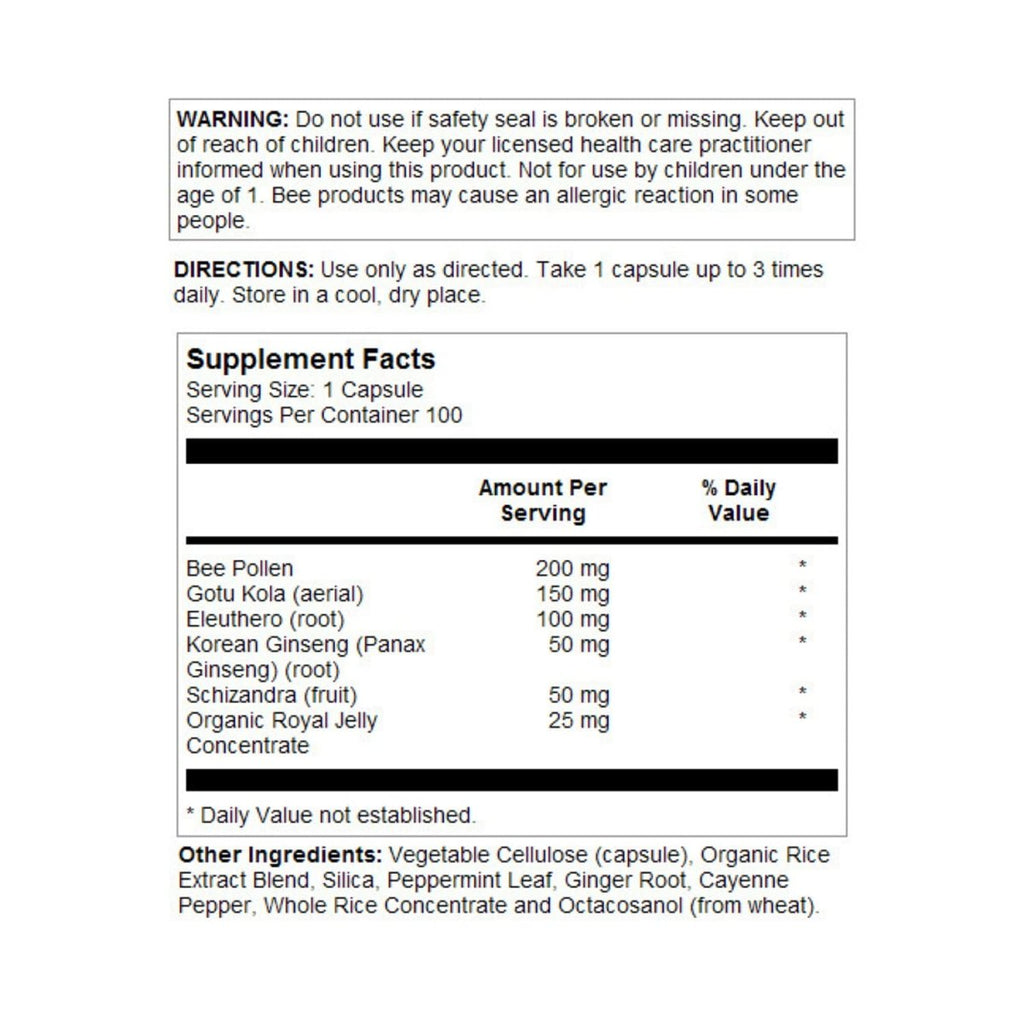 Honey Gardens Premier Raw Energy Extrême 720 mg 100 gélules végétales