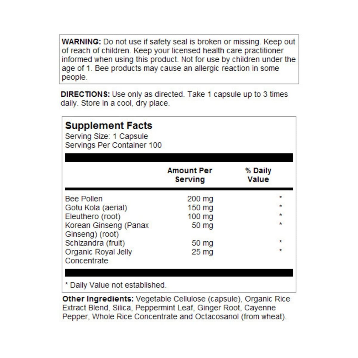 Honey Gardens Premier Raw Energy Extrême 720 mg 100 gélules végétales