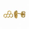 Boucles d'oreilles clous alvéolées dorées