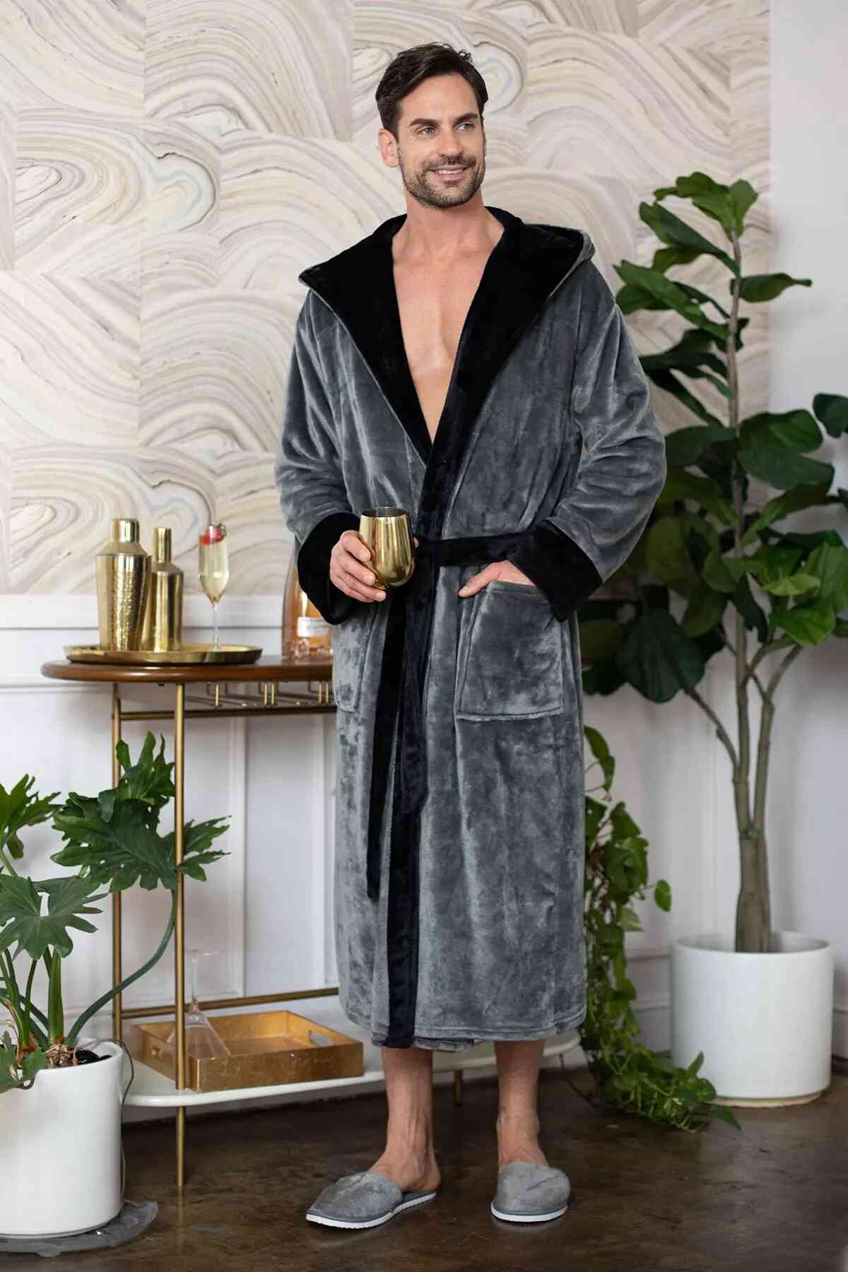 Robe de chambre pour homme à capuche – Confort douillet ultra-doux pour le quotidien