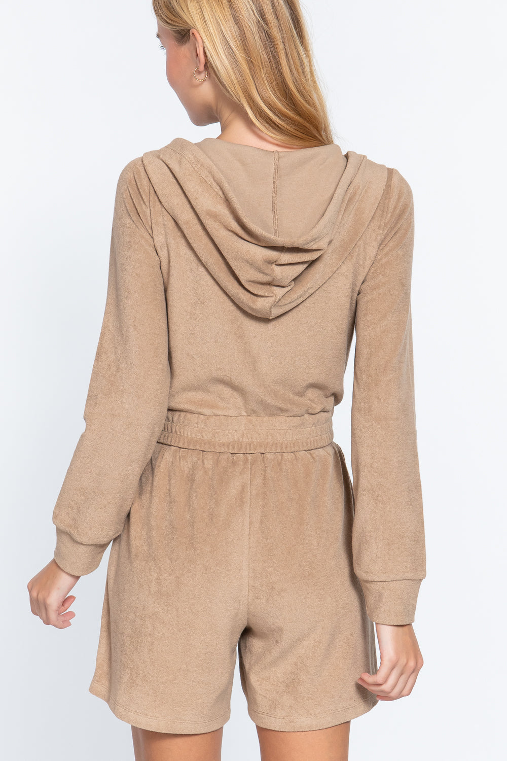 Veste à capuche en tissu éponge, Moka