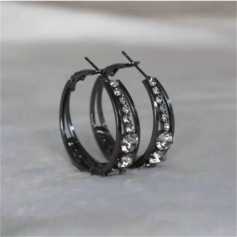 Boucles d'oreilles créoles incrustées de strass brillants pour femmes