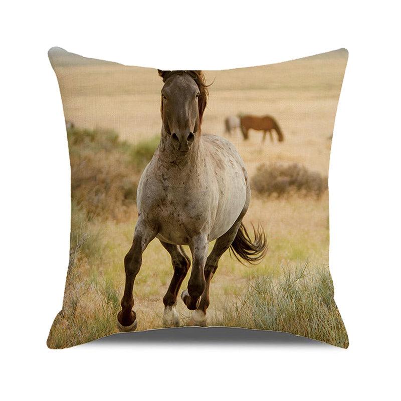 Housse de coussin à motif de chevaux, chevaux qui courent, coton lin, housse de coussin carrée, taie d'oreiller standard pour hommes femmes, décoration de la maison, canapé, fauteuil, chambre à coucher, salon, ferme 45x45CM