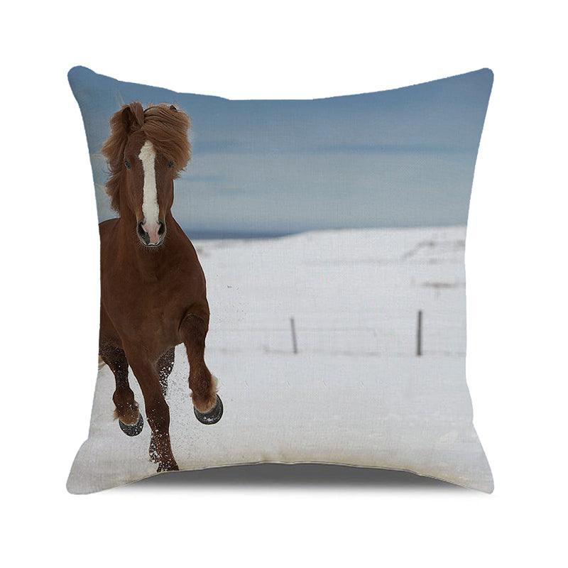 Housse de coussin à motif de chevaux, chevaux qui courent, coton lin, housse de coussin carrée, taie d'oreiller standard pour hommes femmes, décoration de la maison, canapé, fauteuil, chambre à coucher, salon, ferme 45x45CM