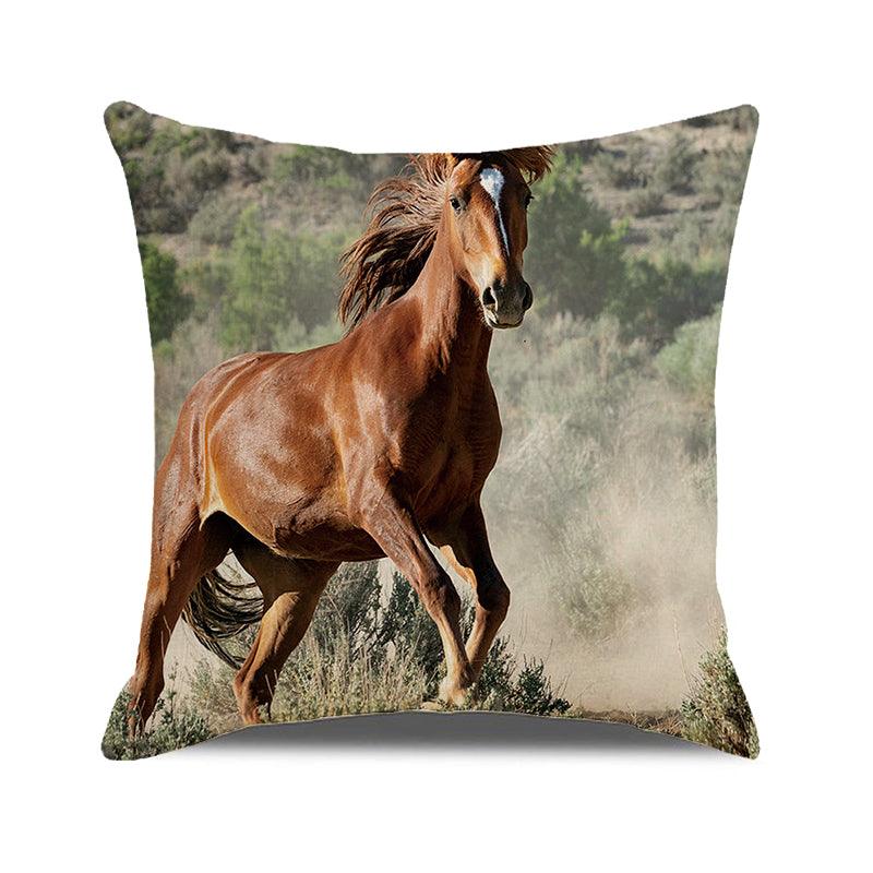 Housse de coussin à motif de chevaux, chevaux qui courent, coton lin, housse de coussin carrée, taie d'oreiller standard pour hommes femmes, décoration de la maison, canapé, fauteuil, chambre à coucher, salon, ferme 45x45CM