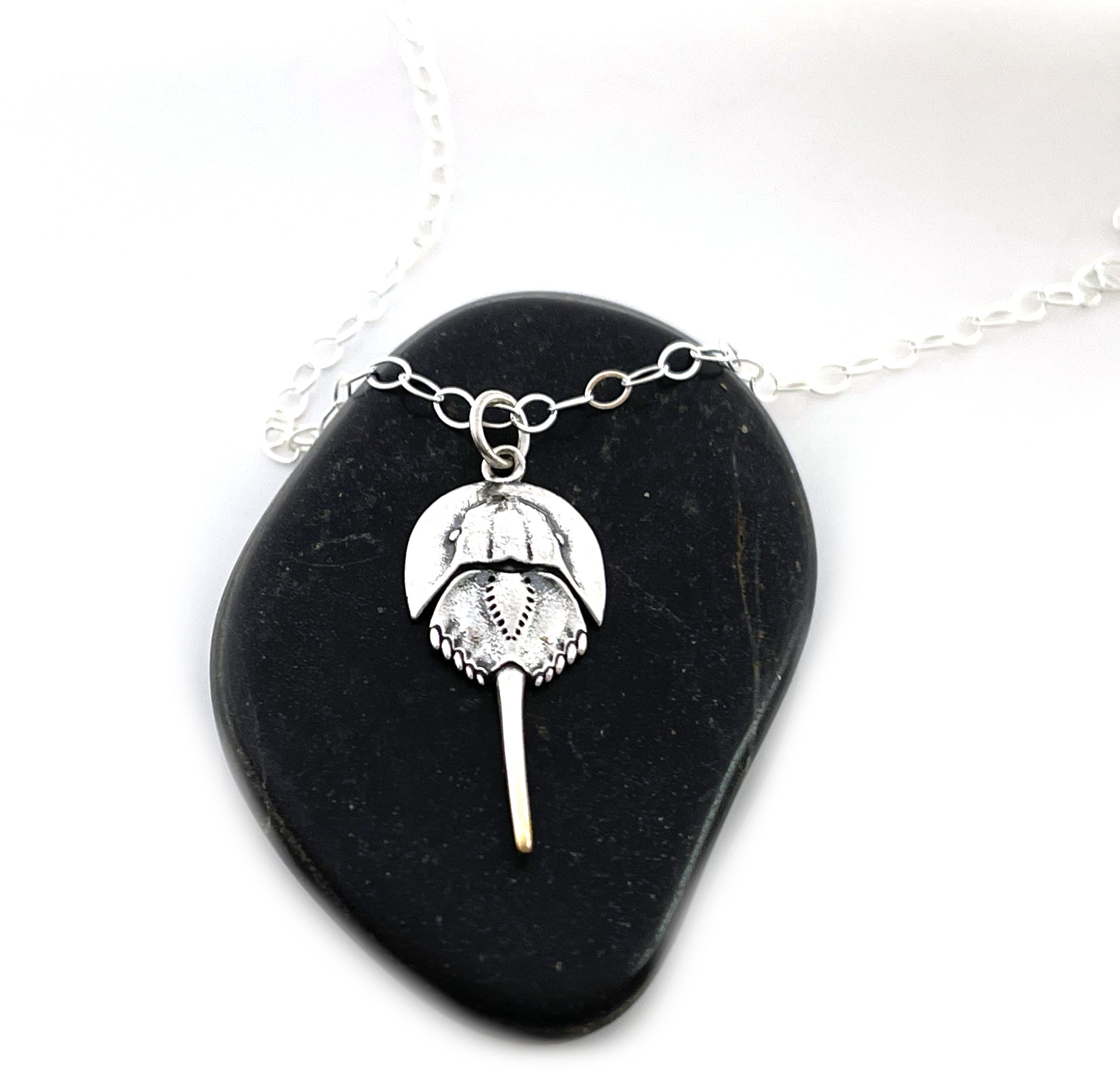 Sterling Silver Horseshoe Crab Charm Necklace