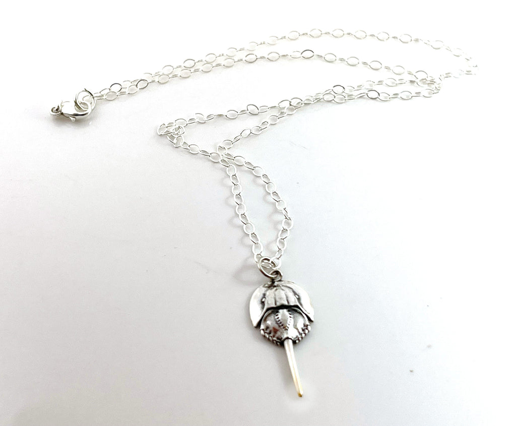Sterling Silver Horseshoe Crab Charm Necklace