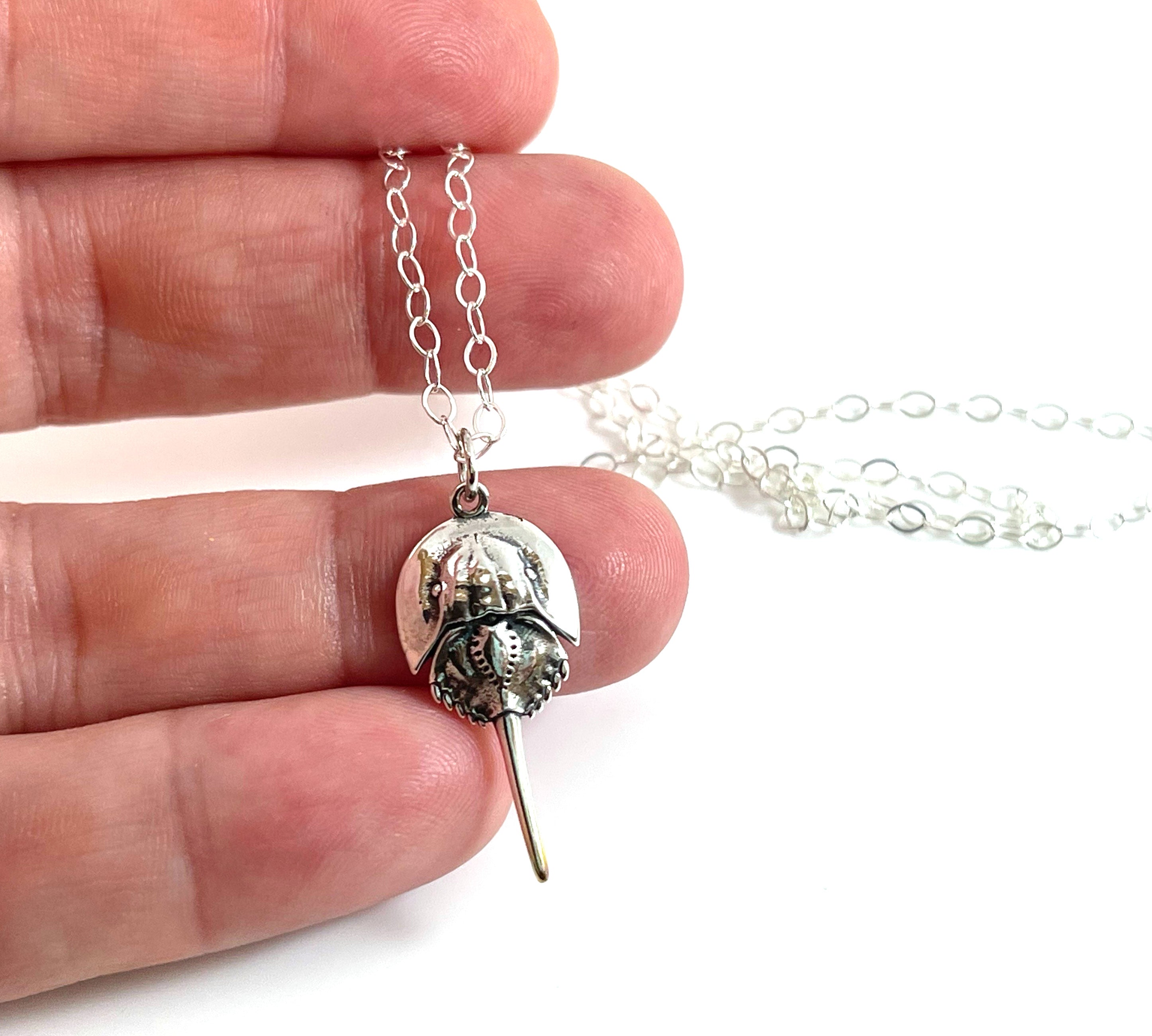 Sterling Silver Horseshoe Crab Charm Necklace