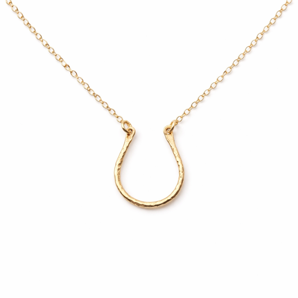 Collier fer à cheval Gold Filled – Pendentif porte-bonheur fait main, chaîne Gold Filled or jaune 14 carats