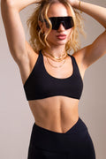 Soutien-gorge de sport dos ouvert à bretelles pour femme - Noir | Encolure dégagée Maintien moyen