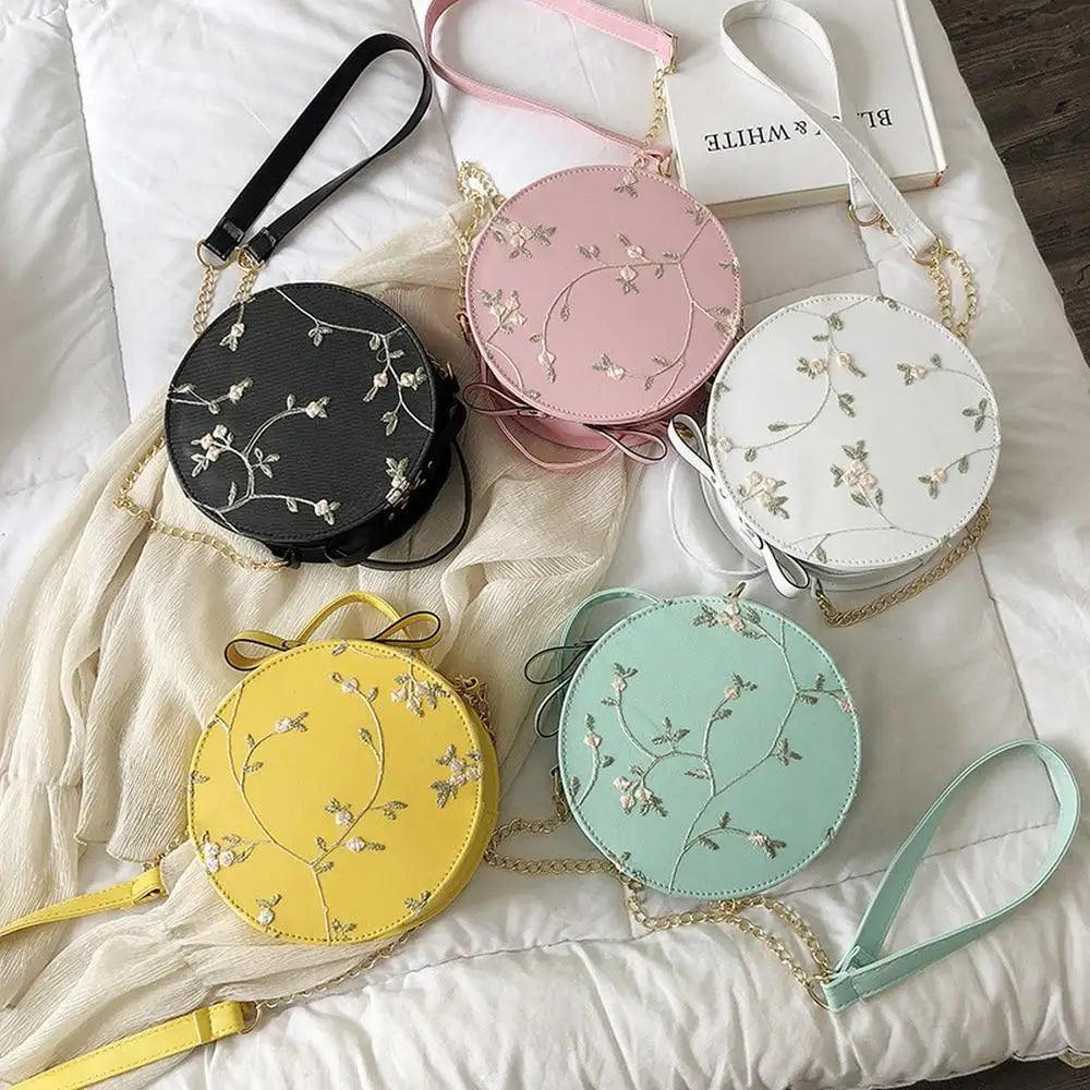 Sacs à main ronds en dentelle douce et séduisante, en cuir PU de haute qualité, petits sacs à bandoulière en forme de fleur fraîche pour femmes