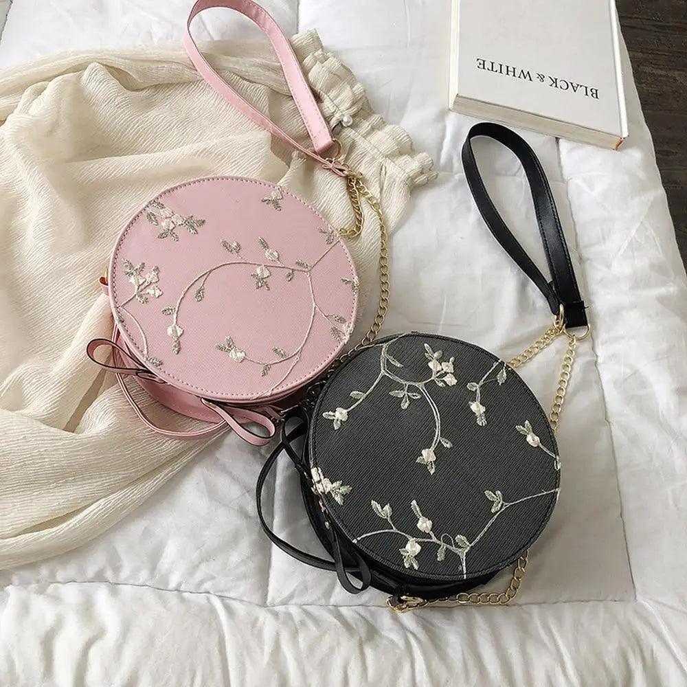 Sacs à main ronds en dentelle douce et séduisante, en cuir PU de haute qualité, petits sacs à bandoulière en forme de fleur fraîche pour femmes