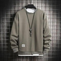 Nouveau sweat-shirt décontracté pour hommes, couleur unie, printemps-automne, mode homme, sweat à capuche décontracté, deux pièces, col rond