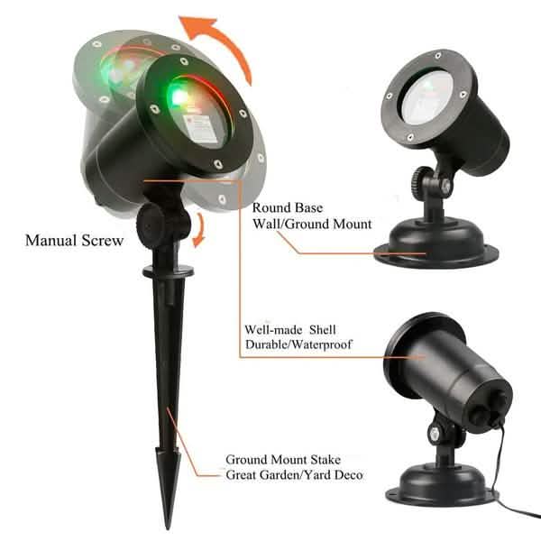 Projecteur laser étanche vert et rouge chaud pour intérieur et extérieur